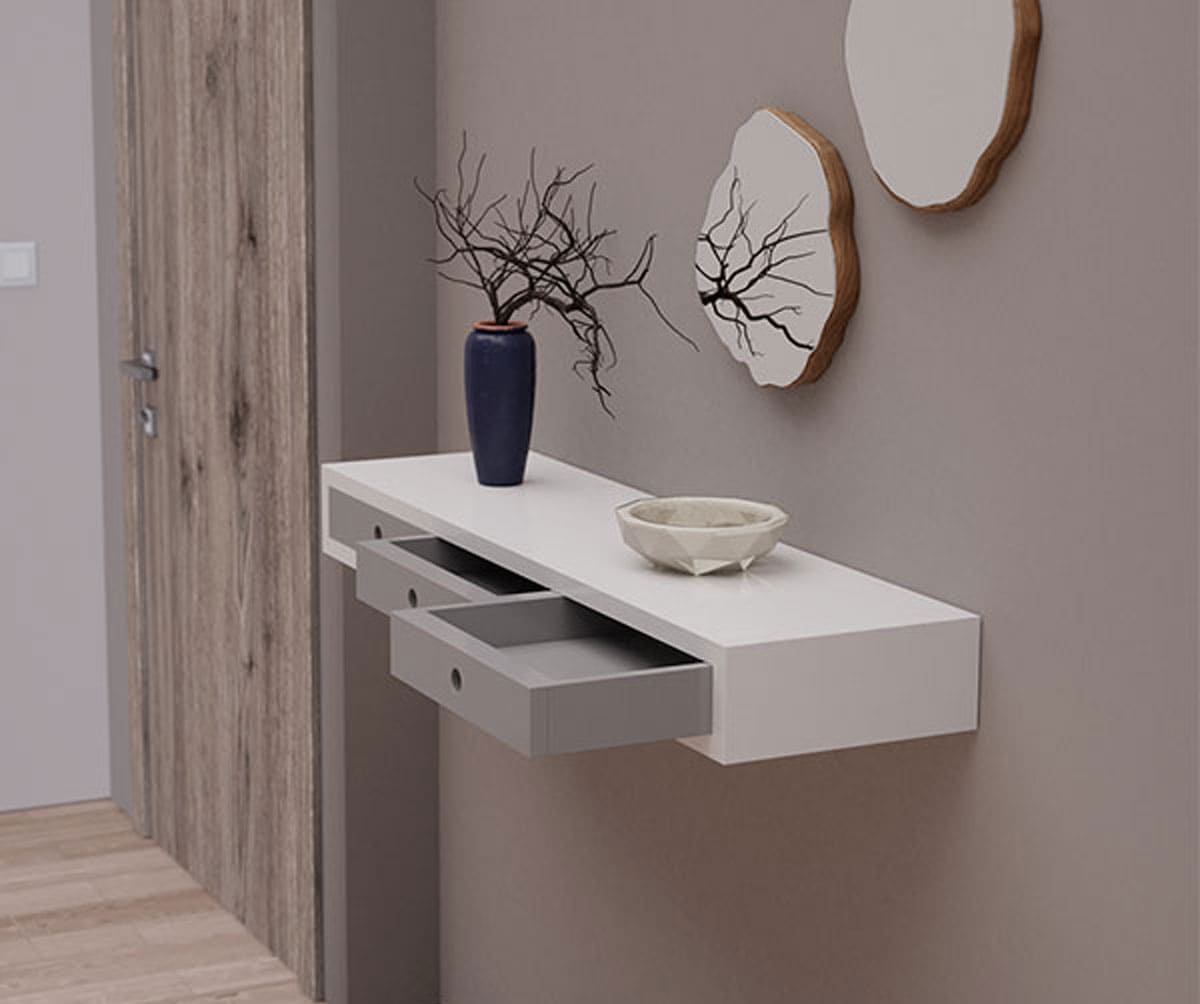 Consolas suspendidas de roble natural: El secreto para un recibidor moderno y amplio